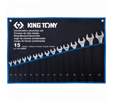 НАБОР КОМБИНИРОВАННЫХ КЛЮЧЕЙ, 10-32 ММ, ЧЕХОЛ ИЗ ТЕТОРОНА, 15 ПРЕДМЕТОВ KING TONY 12D15MRN